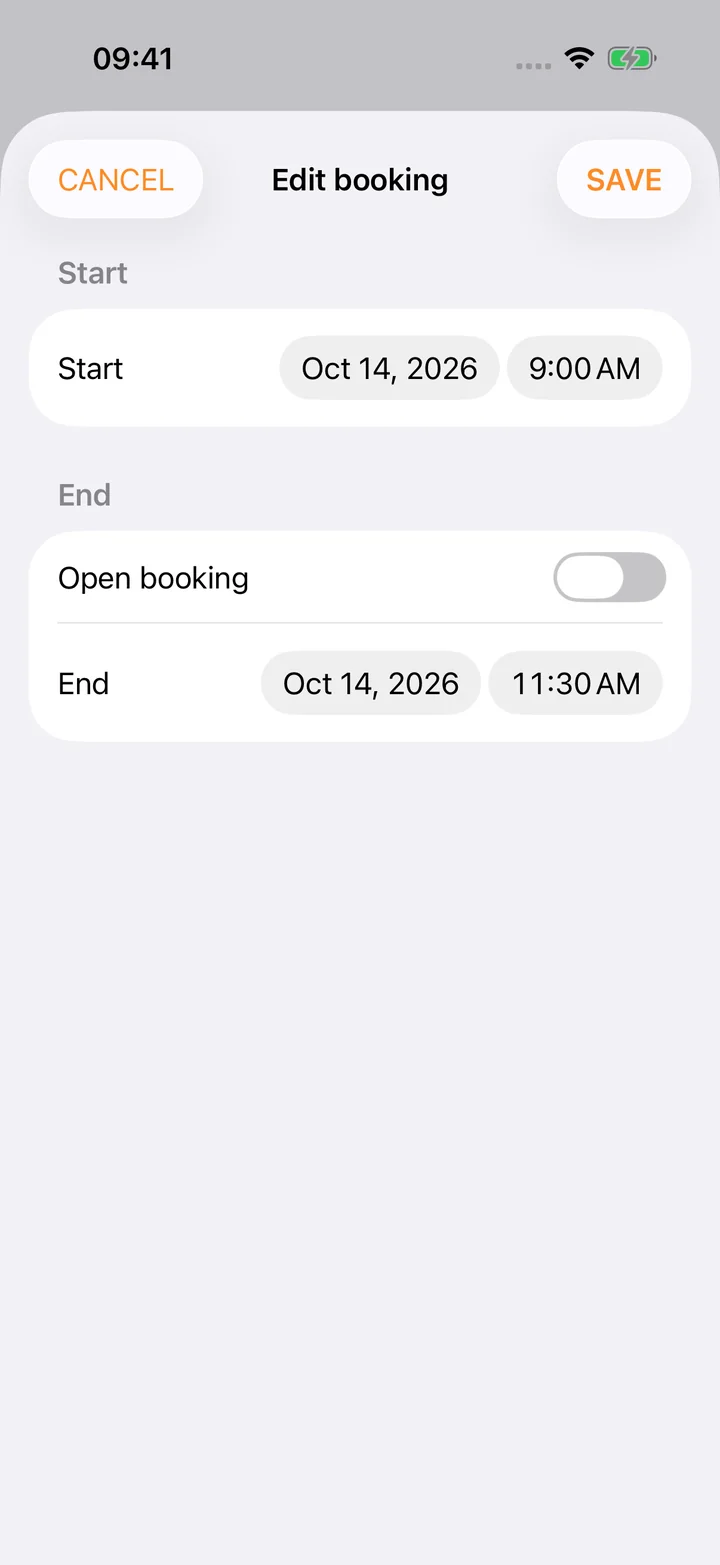 Editing the start and end of a time entry in TimeRecorder